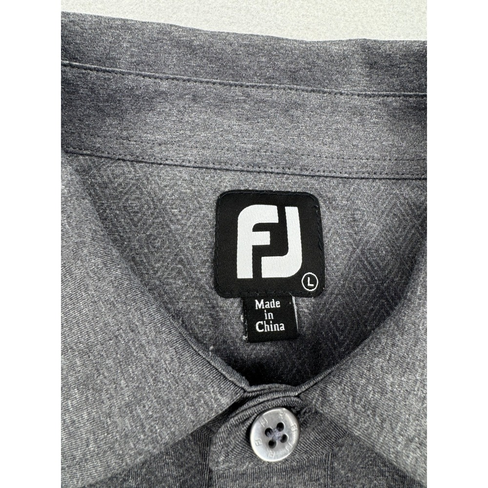 FootJoy Mens Large Gray Geometric Diamond Print Performance Golf Polo Shirt L - Picture 4 of 10